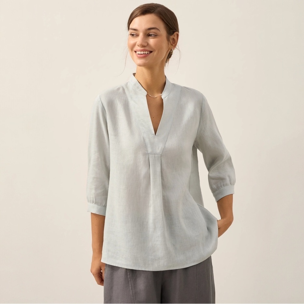 Lintico Linen Dress Shirt Joanna Women’s Size Small Grey Blue